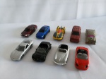 Brinquedo - lote composto de 9 miniaturas de carrinhos MAISTO, lata, ferro, metal, acrílico, de modelos diversos, com desgastes; maior aprox. 3 x 7,5 x 3cm