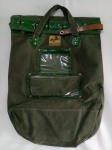 Antiga bolsa para malotes dos Correios, ECT, em lona tom esverdeado, aprox. 70 x 59cm 