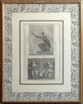 J.B.Wicar - Gravura desenhada por J.B.Wicar,  gravada por Mette Reine Plumard e Gravura desenhada por J.B.Wicar, gravada por N.F. Masquelier e terminada por Villain - Soldat Combattant - 24 x 20 cm, 17 x 22 cm ,medida total 46 x 30 cm -