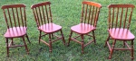 4 cadeiras de madeira nobre - 39 x 40 x 90 cm de altura - marcas de uso. (Este lote precisa ser retirado pelo comprador em fazenda, situada no Município de Souzas, em Campinas ou a combinar)