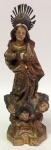 Nossa Senhora da Conceição - escultura em madeira policromada - 28 cm de altura - no estado (faltam as mãos)