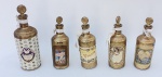 5 garrafas perfumeiros - maior 29, menor 24 cm de altura
