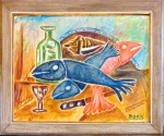 Boris Arrivabene - Peixes - óleo sobre tela - 40 x 50 cm - 1979