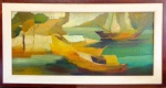 Francesco Gallotti - Barcos - óleo sobre tela - 50 x 110 cm - 1970