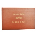 Livro`O Poema Sujo` - Ferreira Gullart - encadernado, com letras a ouro, exemplar nº 488, contendo inúmeras observações a lápis da crítica de arte Elizabeth Savala. Com 104 páginas.