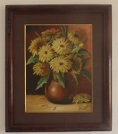 Lewy Pinotti - Vaso com flores - OSE - Ass. CID - Med. 46cm x 54cm. Com moldura