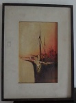 ROSSI, óleo sobre tela, representando marinha, medindo 18 x 28 cm