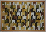 ALFREDO VOLPI - Bandeirinhas e Msastro -  tempera sobre cartão, raríssima obra da década de 70 med: 22 x 33 cm. Com certificado de autenticidade passado pela Filha do Volpi.