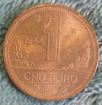 BRASIL - REPÚBLICA - 1 CRUZEIRO - 1944 - COM SIGLA