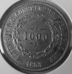 BRASIL - IMPÉRIO - 1000 RÉIS - 1853 - PRATA - FC