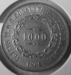 BRASIL - IMPÉRIO - 1000 RÉIS - 1861 - PRATA - FC