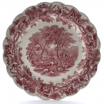 Prato Decorativo em Porcelana Inglesa em raro tom de rosa. "BRITSH SCENERY" Medida: 26 cm. (Diâmetro).