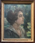 J SOROLHA - Óleo sobre cartão, assinado. Retrato feminino. Assinado e datado no C.I.D. Obra med. 37x48cm. Lote vendido como atribuído.