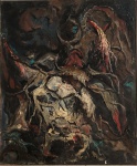 Assinatura não identificada - "Abstrato",  óleo sobre tela, assinado no C.I.D.  Obra med. 38x46cm