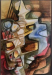 Roberto Burle Marx - 1985 - Óleo sobre tela, assinado e datado no C.I.D. Obra med. 53x78cm.