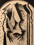 E. Di. Cavalcanti - Guache sobre cartão, assinado no C.I.D. Obra Med. 65x50cm. Sem moldura. Lote vendido como Atribuído.