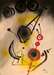 Miró - 1934 - Guache sobre cartão, assinado e datado no C.I.D. Obra med. 59x42cm.  Sem moldura. (Todas as obras estrangeiras são vendidas como Atribuídas).