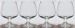 Conjunto de quatro taças para conhaque em cristal incolor. 11 cm. Pertencente ao espólio de Sérgio Luiz Viotti e Dorival Carper.