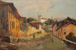 AUTORIA NÃO IDENTIFICADA - Ouro Preto.  Óleo s/ tela. 62 x 93 cm. Espólio Ruth Fray Zacharias.