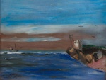 Volpi, Alfredo - Canal de Itanhaem - Praia dos pescadores. Óleo sobre cartão, 27x34 cm, déc. 40, A.C.I.E. Catalogação ACOAV 0973, reproduzida no Raisonné do artista.