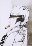Aldemir Martins - Fumante de Charuto. Nanquim e Aquarela sobre papel, 70x50 cm, 1983, A.C.I.E.
