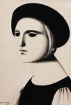 Reynaldo Fonseca - Menina com boina preta. Pastel,  49x33 cm, 1973, A.C.I.E.