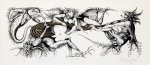 Darcy Penteado - Os monstros do efêmero - 16/50. Litografia, 30x65 cm, 1976, A.C.I.D.