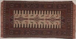 Kilim - Tapete turco em lâ e algodão com motivos geométricos e zoomórficos em cores diversas. 190 x 100 cm.