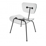 Galeria Ambiente. Rara cadeira de vidro com estrutura em ferro. Com selo "Ambiente" e "Blindex". 72 x 59,5 cm.