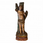São Sebastião. Imagem esculpida em madeira com policromia. Brasil, Séc. XIX. 28 cm.