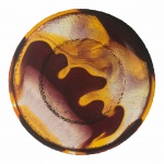 Abraham Palatnik (Silon). Rara petisqueira em resina de poliéster com decoração multicolorida. 18 cm (diâmetro); 3 cm (altura).