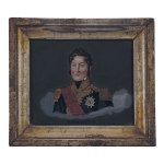 Casa Real Francesa.  "L. Philippe 1er". Impressão colorida por método e técnica, que criam um efeito tridimensional. Vidro trincado. 12 x 15 cm.