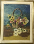 Quadro de flores, oleo s/ tela, medindo: 48 cm x 40 cm