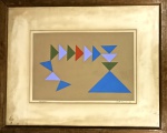Judith LAUAND (1922) - óleo s/ papel, datado 1976, tema geométrico, medindo: 50 cm x 33 cm e 83 cm x 68 cm