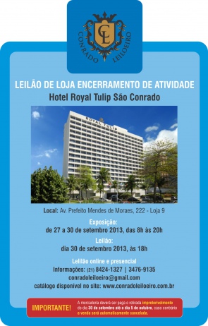 LEILÃO DE LOJA DO SAGUÃO DO HOTEL ROYAL TULIP