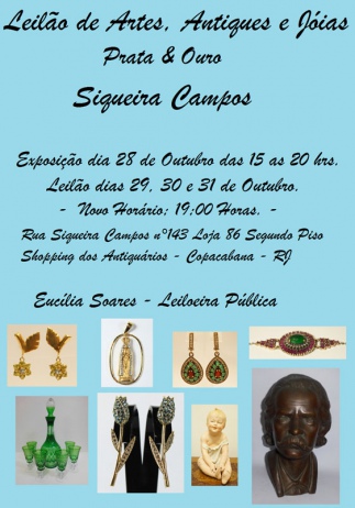 Leilão Siqueira Campos / Outubro - Jóias, Coleções e Antiques