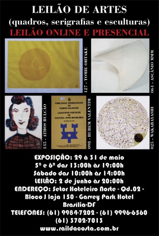 LEILÃO DE ARTES - Quadros, serigrafias e esculturas