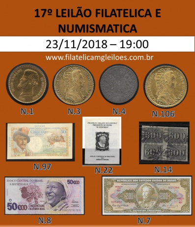 17º Leilão de Filatelia e Numismática Filatélica MG Leilões