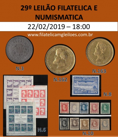 29º Leilão de Filatelia e Numismática Filatélica MG Leilões