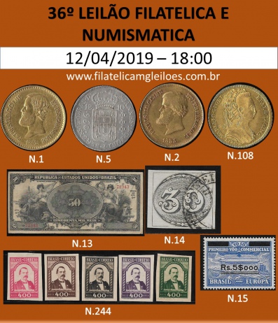 36º Leilão de Filatelia e Numismática Filatélica MG Leilões