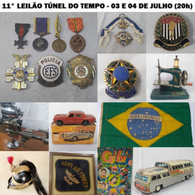 11º LEILÃO TÚNEL DO TEMPO: MILITARIA, RELÓGIOS, COLECIONISMO, CUTELARIA,  BRINQUEDOS ANTIGOS