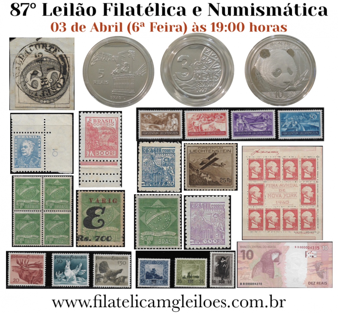 87º Leilão de Filatelia e Numismática