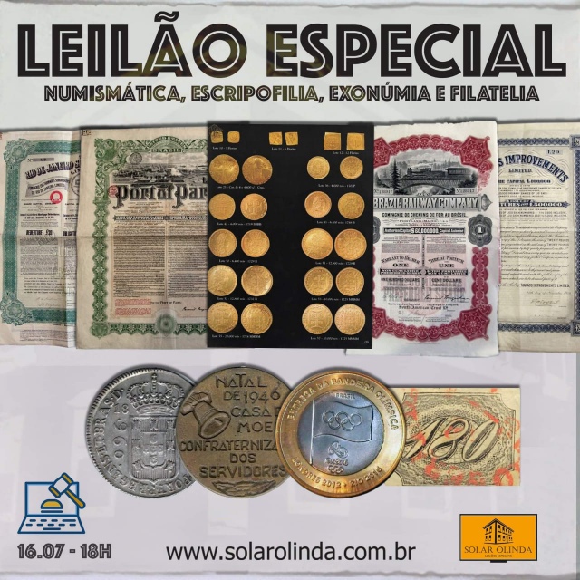 Leilão ESPECIAL SOLAR OLINDA de Numismática e Filatelia