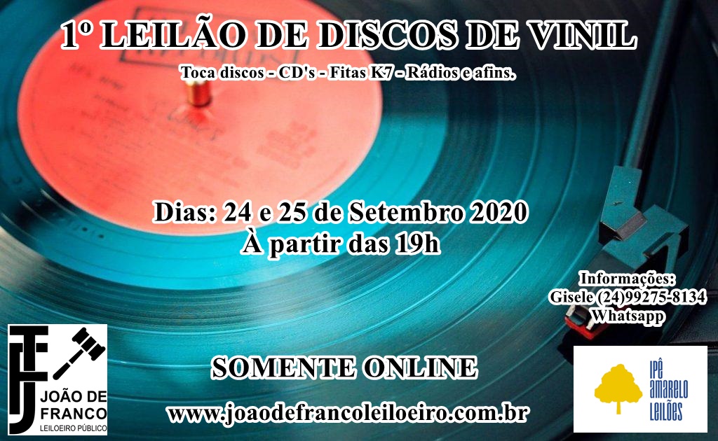 1º LEILÃO DE DISCOS DE VINIL - Toca discos - CDs - Fitas K7 - Rádios e afins... Petrópolis - RJ