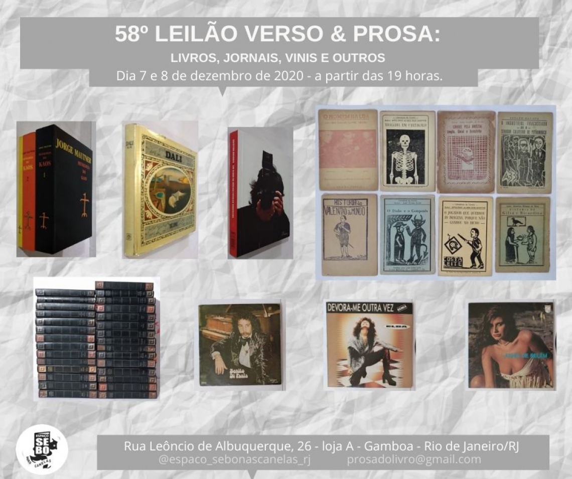 58º LEILÃO VERSO & PROSA -  LIVROS, JORNAIS, VINIS E OUTROS
