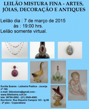 LEILÃO MISTURA FINA - ARTES, JÓIAS, DECORAÇÃO E ANTIQUES - 997512546