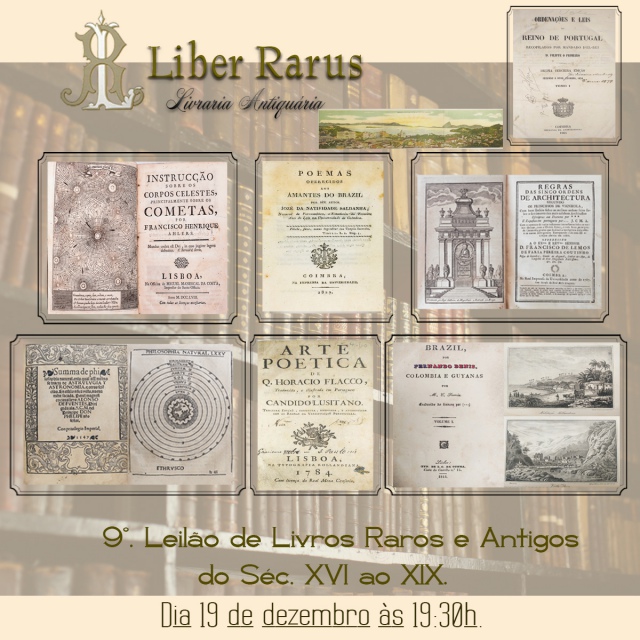 9º. Leilão de Livros e Papéis Raros e Antigos - Liber Rarus - 19/12/2020 - 19h30
