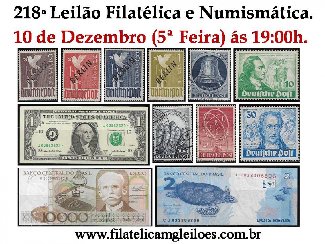 218º Leilão de Filatelia e Numismática