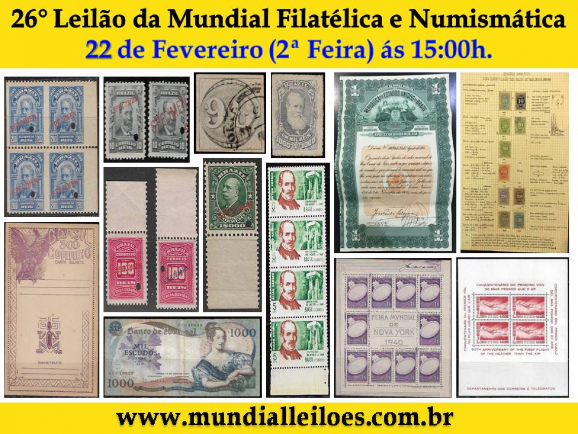 26º Leilão de Filatelia e Numismática