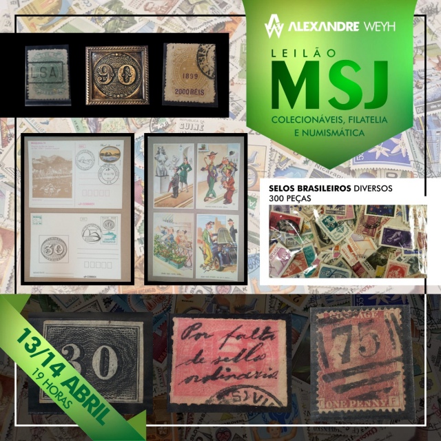 LEILÃO MSJ -  Colecionáveis, Filatelia e Numismática
